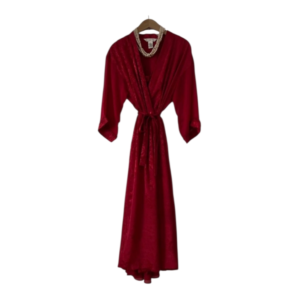 😍VTG 1994 Set NYC Bloomingdale’s robe M ROSES Set - Picture 10 of 12
